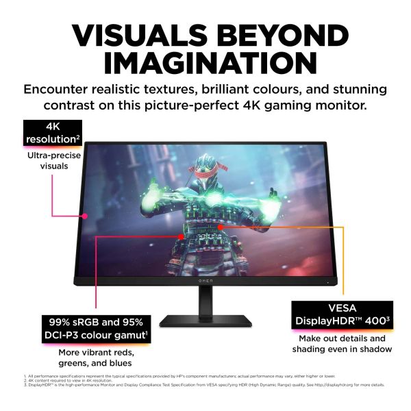 HP OMEN by HP 27k computer monitor 68,6 cm (27") 3840 x 2160 Pixels 4K Ultra HD LCD Zwart (780G8AA#ABB)
