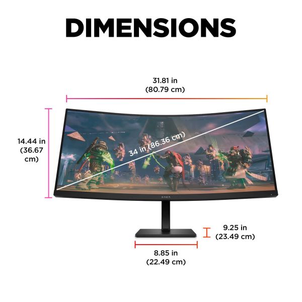HP OMEN by HP 34c 86,4 cm (34") 3440 x 1440 Pixels Wide Quad HD LED Zwart (780K8AA#ABB)