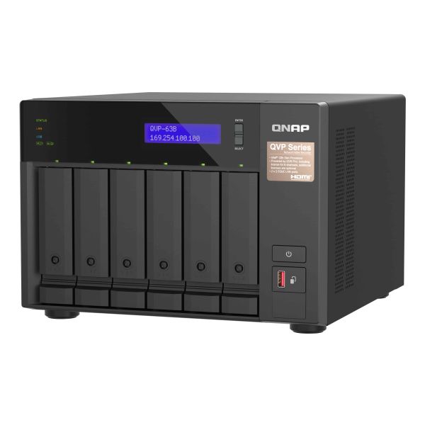 QNAP QVP-63B data-opslag-server NAS Tower Intel® Core™ i3 16 GB DDR4 0 TB Zwart (QVP-63B)