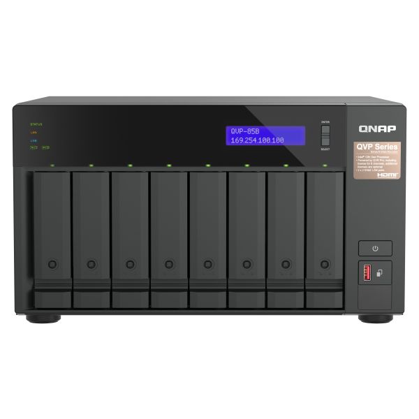 QNAP QVP-85B data-opslag-server NAS Tower Intel® Core™ i5 32 GB DDR4 0 TB QVR Pro Zwart (QVP-85B)