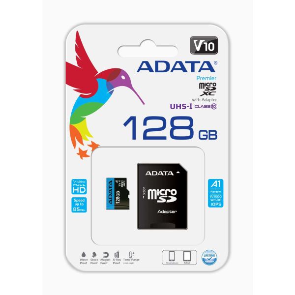 ADATA Premier 128 GB MicroSDXC UHS-I Klasse 10 (AUSDX128GUICL10A1-RA1)