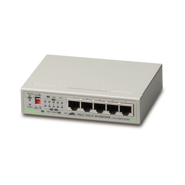 Allied Telesis AT-GS910/5E-50 Unmanaged Gigabit Ethernet (10/100/1000) Grijs (AT-GS910/5E-50)