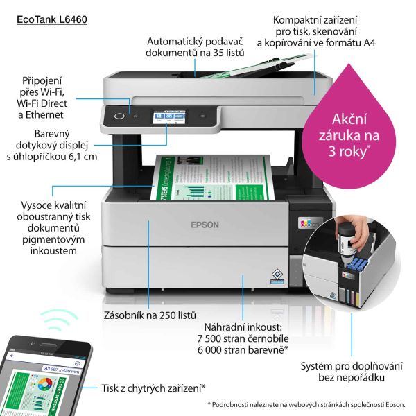 Epson EcoTank L6460 Inkjet A4 4800 x 1200 DPI 37 ppm Wifi (C11CJ89403)