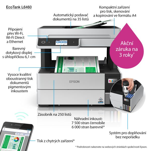 Epson EcoTank L6460 Inkjet A4 4800 x 1200 DPI 37 ppm Wifi (C11CJ89403)