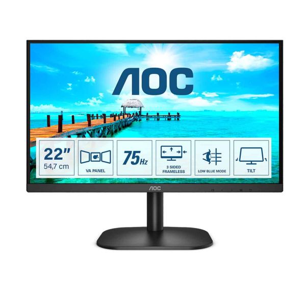 AOC B2 22B2H/EU computer monitor 54,6 cm (21.5") 1920 x 1080 Pixels Full HD LED Zwart (22B2H/EU)