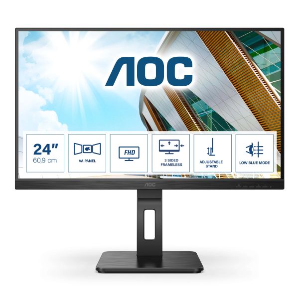 AOC P2 24P2QM computer monitor 60,5 cm (23.8") 1920 x 1080 Pixels Full HD LED Zwart (24P2QM)