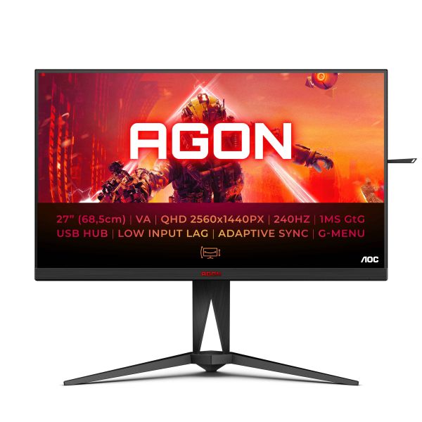 AOC AGON 5 AG275QZN/EU computer monitor 68,6 cm (27") 2560 x 1440 Pixels Quad HD Zwart, Rood (AG275QZN/EU)