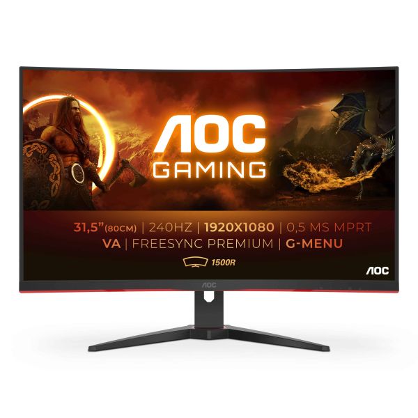 AOC G2 C32G2ZE/BK computer monitor 80 cm (31.5") 1920 x 1080 Pixels Full HD LED Zwart, Rood (C32G2ZE/BK)