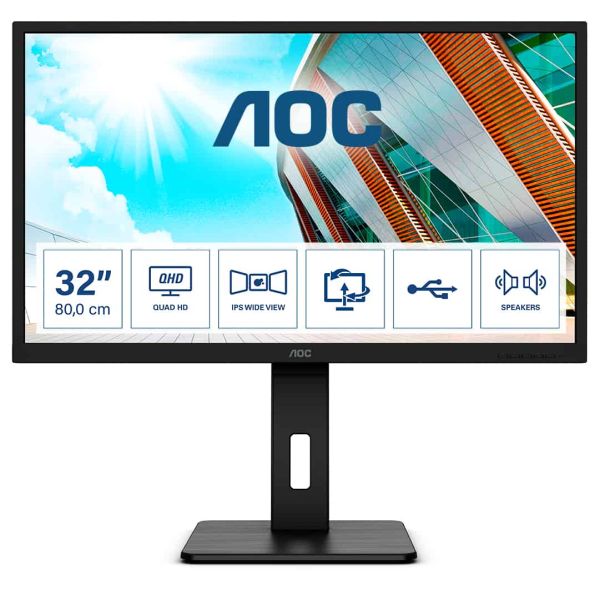 AOC P2 Q32P2 computer monitor 80 cm (31.5") 2560 x 1440 Pixels 2K Ultra HD LED Zwart (Q32P2)