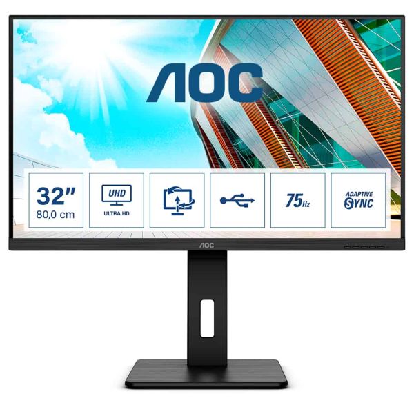 AOC P2 U32P2 computer monitor 80 cm (31.5") 3840 x 2160 Pixels 4K Ultra HD LED Zwart (U32P2)