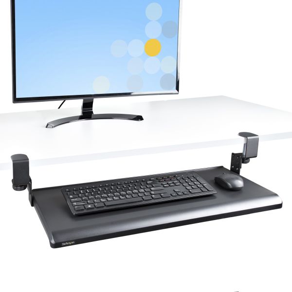 StarTech.com Uitschuifbare Toetsenbordlade voor onder Bureaublad, Ergonomische Keyboard Tray met Bureauklem, Tot 12kg, Uittrekbare Plank voor Toetsenbord/Muis, In Hoogte Verstelbaar (10/12/14cm) (KEYBOARD-TRAY-CLAMP1)