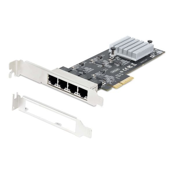 StarTech.com 4-Port 2.5Gbps NBASE-T PCIe Netwerkkaart, Intel I225-V, Quad-Port Computer Ethernet Adapter, Multi-Gigabit NIC, PCI Express Server LAN Kaart, Desktop Ethernet Interface (PR42GI-NETWORK-CARD)