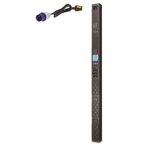 APC Rack PDU AP8858EU3 - Metered, ZeroU, 16A, 230V, (18x) C13 & (2x) C19, IEC 309 16A stekker (AP8858EU3)
