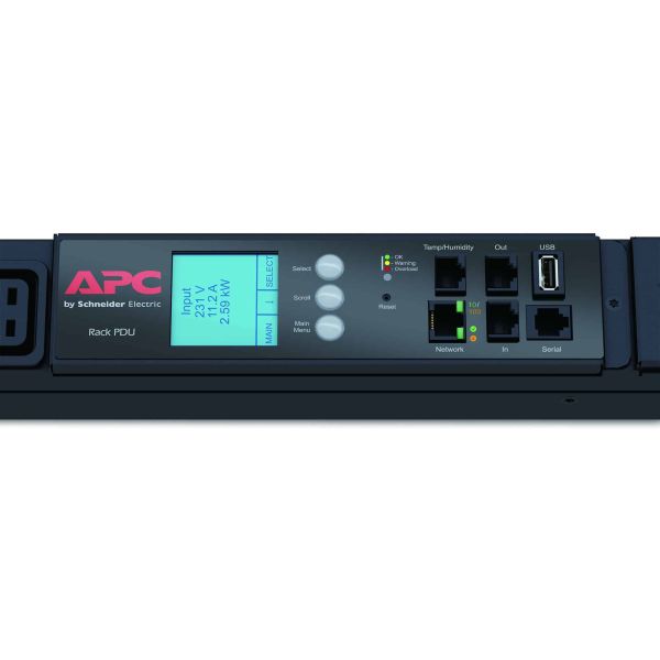 APC Rack PDU, Metered, ZeroU, 32A, 400V, (30x) C13 & (12x) C19, IEC 309 32A 3Fase stekker (AP8886)