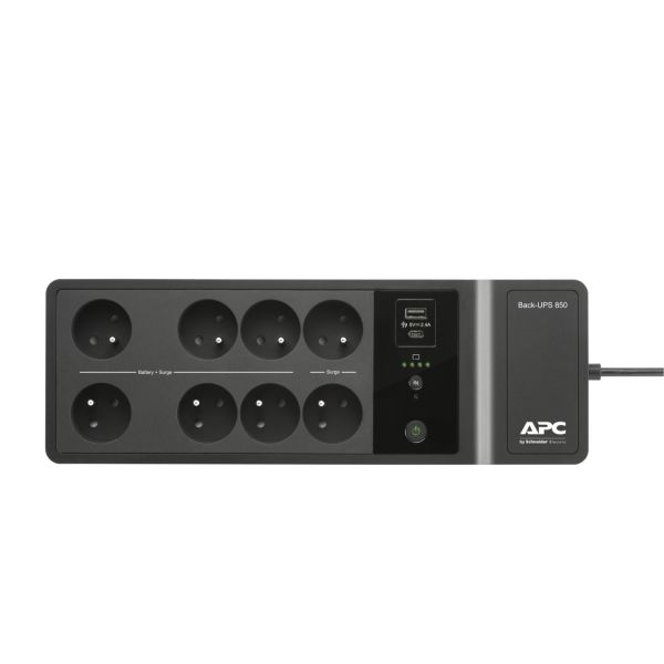 APC BACK-UPS 850VA 230V USB USB TYPE-C (BE850G2-FR) APC Back-UPS BE850G2-FR - Noodstroomvoeding 8x penaarde(België), 850VA, 2 USB opladers, 1 USB datapoort (BE850G2-FR)