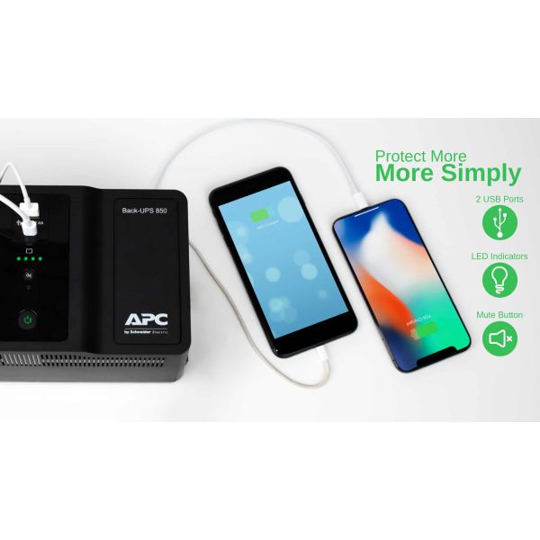 APC Back-UPS BE850G2-GR - Noodstroomvoeding 8x stopcontact, 850VA, 2 USB opladers, 1 USB datapoort (BE850G2-GR)