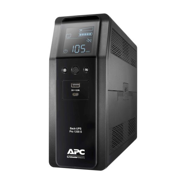 APC Back-UPS PRO BR1200SI - Noodstroomvoeding, 8x C13 uitgang, 2x USB lader (type A & C), 1200VA, USB dataport (BR1200SI)