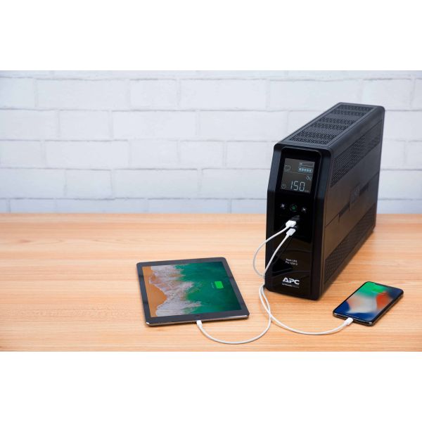 APC Back-UPS PRO BR1200SI - Noodstroomvoeding, 8x C13 uitgang, 2x USB lader (type A & C), 1200VA, USB dataport (BR1200SI)