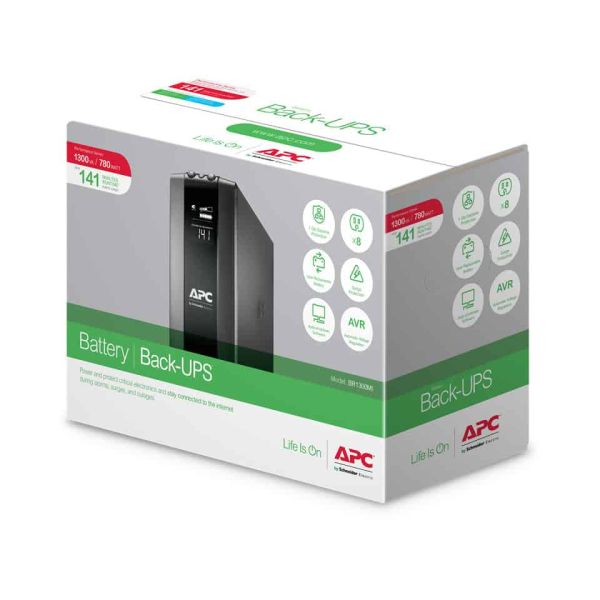 APC Back-UPS PRO BR1300MI - Noodstroomvoeding, 8x C13 uitgang, USB, 1300VA (BR1300MI) APC Back-UPS PRO BR1300MI - Noodstroomvoeding, 8x C13 uitgang, USB, 1300VA (BR1300MI)