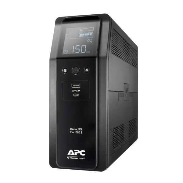 APC Back-UPS PRO BR1600SI - Noodstroomvoeding, 8x C13 uitgang, 2x USB charger (type A & C), 1600VA, USB dataport (BR1600SI)