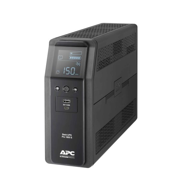 APC Back-UPS PRO BR1600SI - Noodstroomvoeding, 8x C13 uitgang, 2x USB charger (type A & C), 1600VA, USB dataport (BR1600SI)