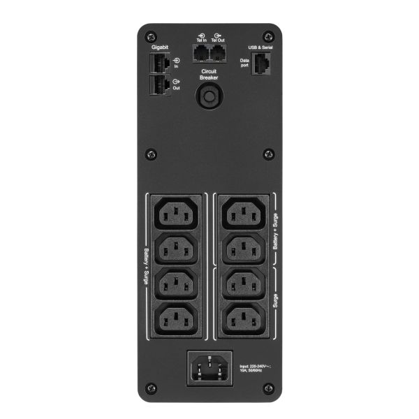 APC Back-UPS PRO BR1600SI - Noodstroomvoeding, 8x C13 uitgang, 2x USB charger (type A & C), 1600VA, USB dataport (BR1600SI)