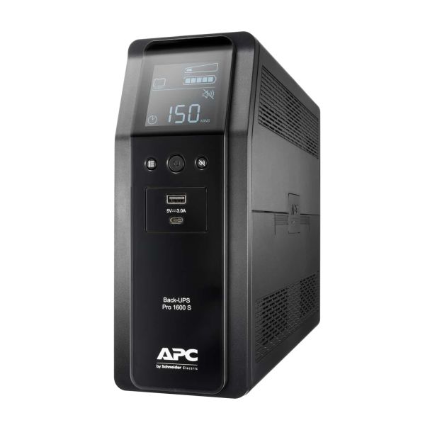 APC Back-UPS PRO BR1600SI - Noodstroomvoeding, 8x C13 uitgang, 2x USB charger (type A & C), 1600VA, USB dataport (BR1600SI)