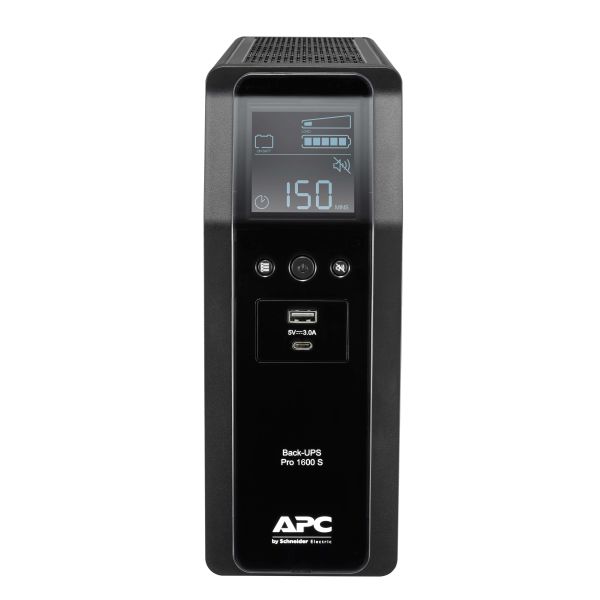 APC Back-UPS PRO BR1600SI - Noodstroomvoeding, 8x C13 uitgang, 2x USB charger (type A & C), 1600VA, USB dataport (BR1600SI)