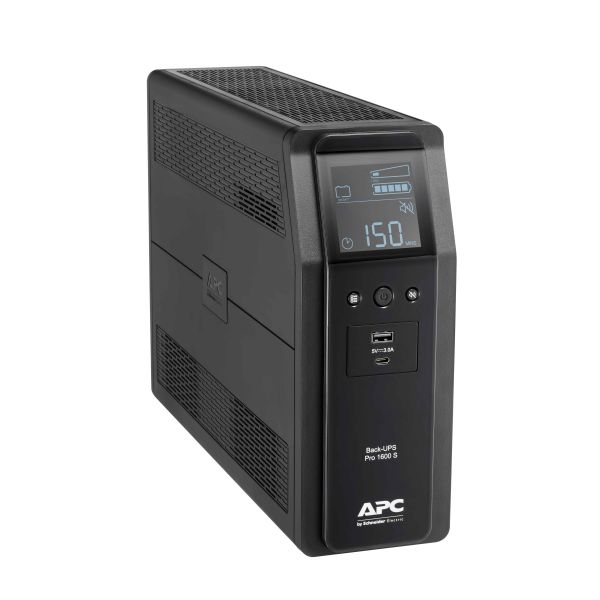 APC Back-UPS PRO BR1600SI - Noodstroomvoeding, 8x C13 uitgang, 2x USB charger (type A & C), 1600VA, USB dataport (BR1600SI)