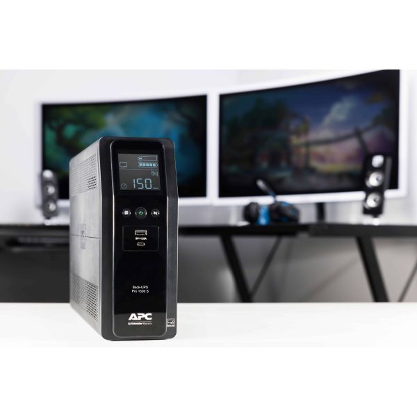 APC Back-UPS PRO BR1600SI - Noodstroomvoeding, 8x C13 uitgang, 2x USB charger (type A & C), 1600VA, USB dataport (BR1600SI)