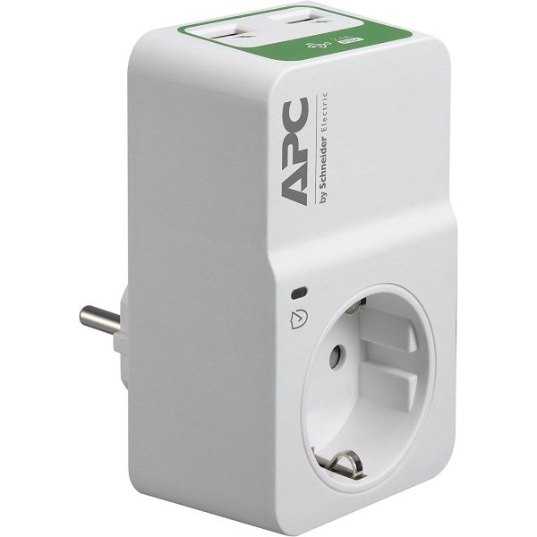 APC PM1WU2-GR Tussenstekker met overspanningsbeveiliging 3680W 1x stopcontact + 2x USB (PM1WU2-GR)