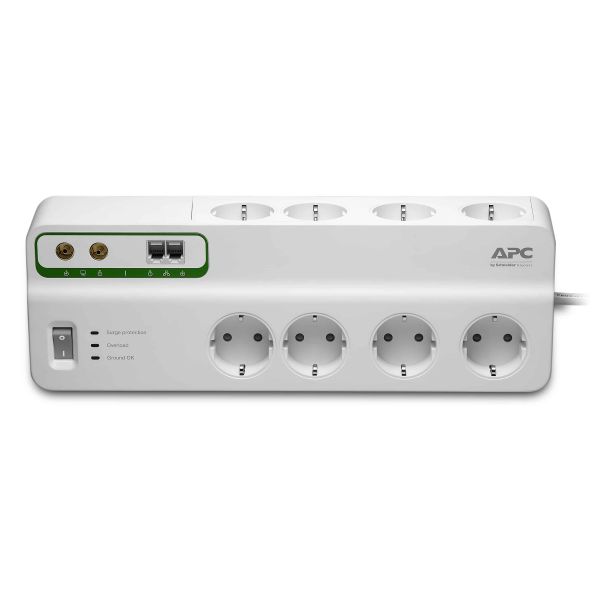 APC Stekkerdoos met overspanningsbeveiliging 8x stopcontact + Coax + Telefoon (PMF83VT-GR) APC Stekkerdoos met overspanningsbeveiliging 8x stopcontact + Coax + Telefoon (PMF83VT-GR)