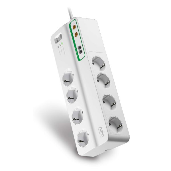 APC Stekkerdoos met overspanningsbeveiliging 8x stopcontact + Coax + Telefoon (PMF83VT-GR)
