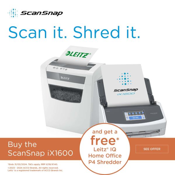 Ricoh ScanSnap iX1600 ADF-/handmatige invoer scanner 600 x 600 DPI A4 Wit (PA03770-B401)