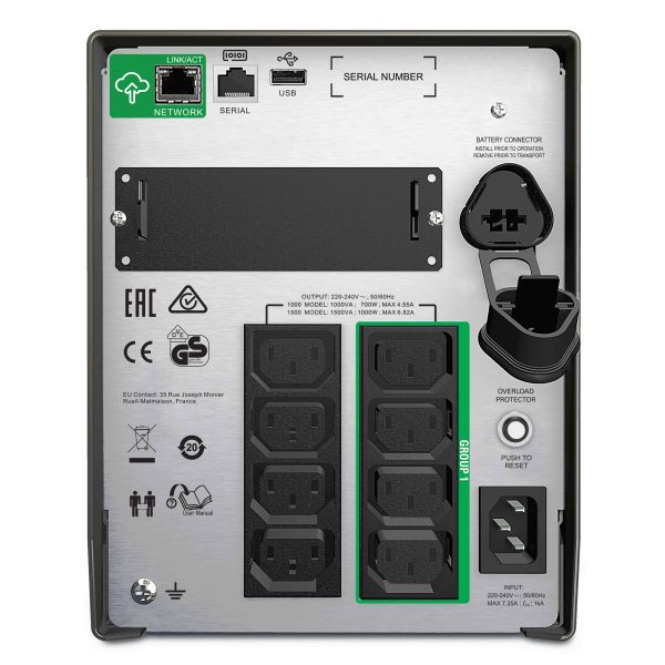 APC Smart-UPS SMT1500IC Noodstroomvoeding - 8x C13, USB, SmartConnect, 1500VA (SMT1500IC)