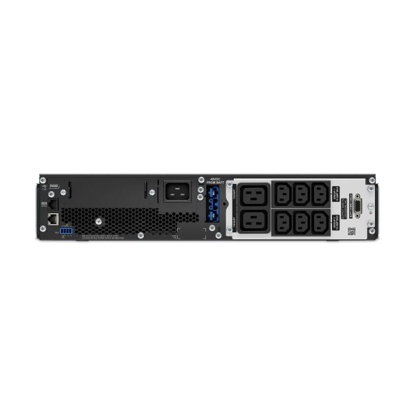 APC Smart-UPS On-Line, 3kVA, Rekmontage 2U, 230V, 8x C13+2x C19 IEC uitgang, Verlengde runtime, Rail kit inbegrepen, voor gebruik met externe lithium-ion batterij (SRT3000UXI-LI)