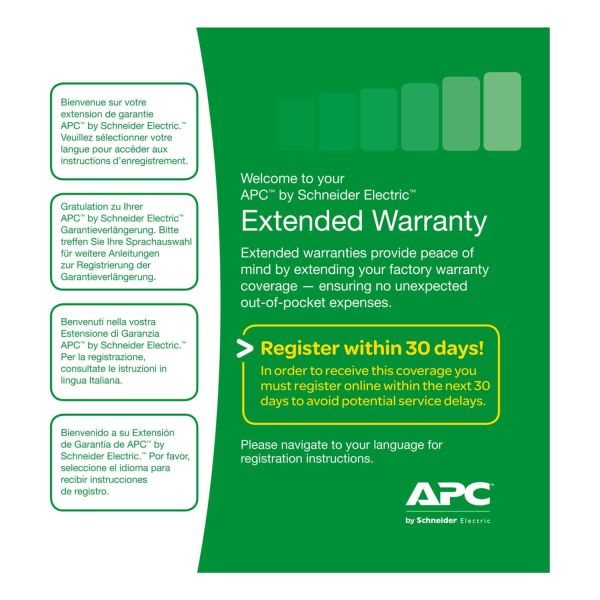 APC Servicepakket, 1-jarige garantieverlenging (voor nieuwe productaankopen) (WBEXTWAR1YR-SP-02) APC Servicepakket, 1-jarige garantieverlenging (voor nieuwe productaankopen) (WBEXTWAR1YR-SP-02)