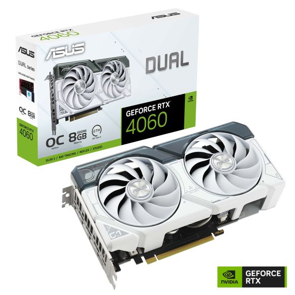 ASUS Dual -RTX4060-O8G-WHITE NVIDIA GeForce RTX­ 4060 8 GB GDDR6 (90YV0JC2-M0NA00)