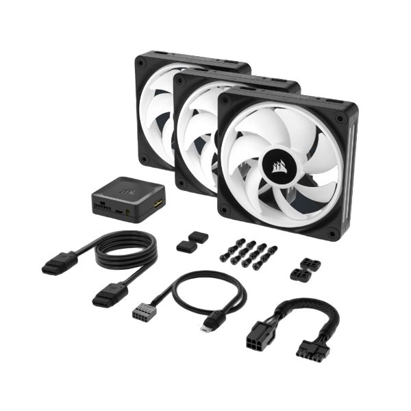 Corsair Air CO-9051002-WW koelsysteem voor computers Computer behuizing Ventilator 12 cm Zwart, Wit 3 stuk(s) (CO-9051002-WW)