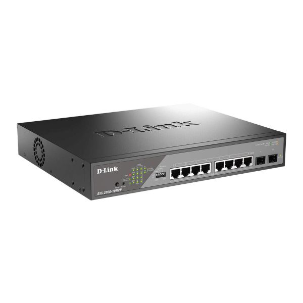 D-Link DSS-200G-10MPP netwerk-switch Managed L2 Gigabit Ethernet (10/100/1000) Power over Ethernet (PoE) 1U Zwart, Grijs (DSS-200G-10MPP/E)