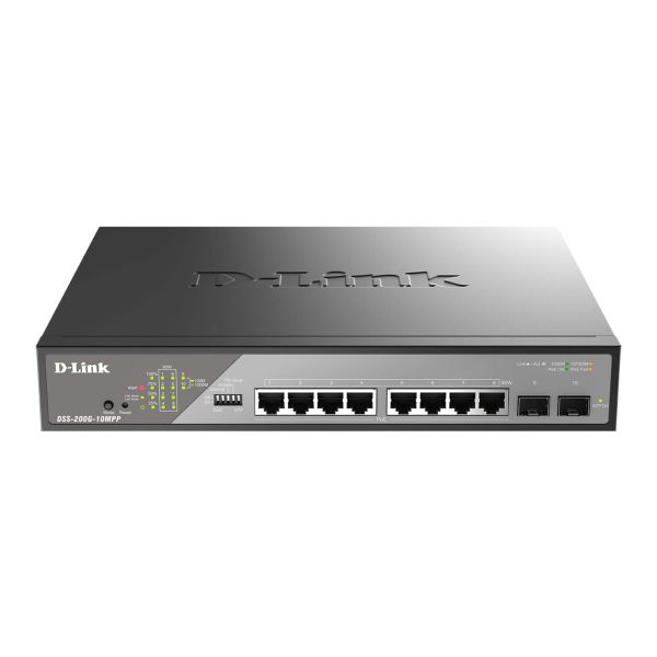 D-Link DSS-200G-10MPP netwerk-switch Managed L2 Gigabit Ethernet (10/100/1000) Power over Ethernet (PoE) 1U Zwart, Grijs (DSS-200G-10MPP/E)