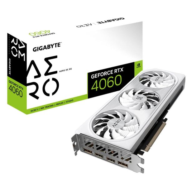 Gigabyte GeForce RTX 4060 AERO OC 8G NVIDIA 8 GB GDDR6 (GV-N4060AERO OC-8GD)