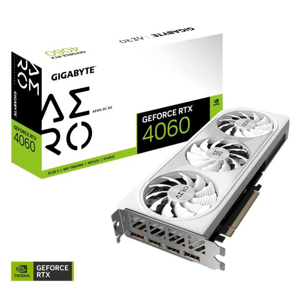Gigabyte GeForce RTX 4060 AERO OC 8G NVIDIA 8 GB GDDR6 (GV-N4060AERO OC-8GD)