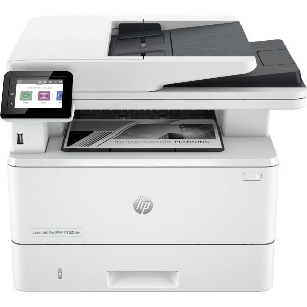 HP LaserJet Pro MFP 4102dw printer, Zwart-wit, Printer voor Kleine en middelgrote ondernemingen, Printen, kopiëren, scannen, Draadloos; Geschikt voor Instant Ink; Printen vanaf een telefoon of tablet; Automatische documentinvoer (2Z622F)