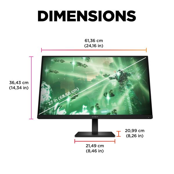 HP OMEN by HP OMEN by 27 inch QHD 165Hz Gaming Monitor - OMEN 27q (780H4E9#ABB)