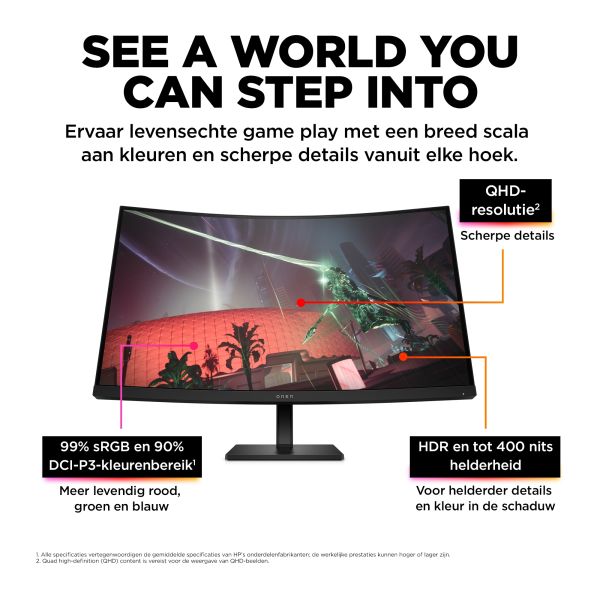 HP OMEN by HP 32c computer monitor 80 cm (31.5") 2560 x 1440 Pixels Quad HD Zwart (780K6E9#ABB)
