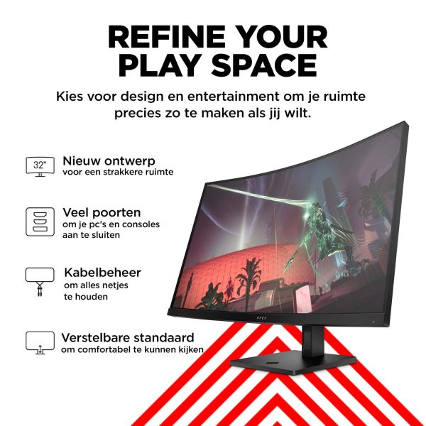 HP OMEN by HP 32c computer monitor 80 cm (31.5") 2560 x 1440 Pixels Quad HD Zwart (780K6E9#ABB)