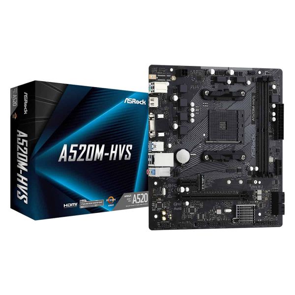 Asrock A520M-HVS AMD A520 Socket AM4 micro ATX (90-MXBE60-A0UAYZ)