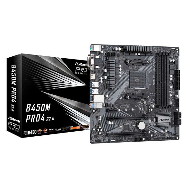 Asrock B450M Pro4 R2.0 AMD B450 Socket AM4 micro ATX (90-MXBEG0-A0UAYZ)