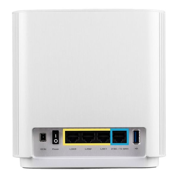 ASUS ZenWiFi AX XT8 (W-1-PK) draadloze router Gigabit Ethernet Tri-band (2.4 GHz / 5 GHz / 5 GHz) Wit (90IG0590-MO3A70)